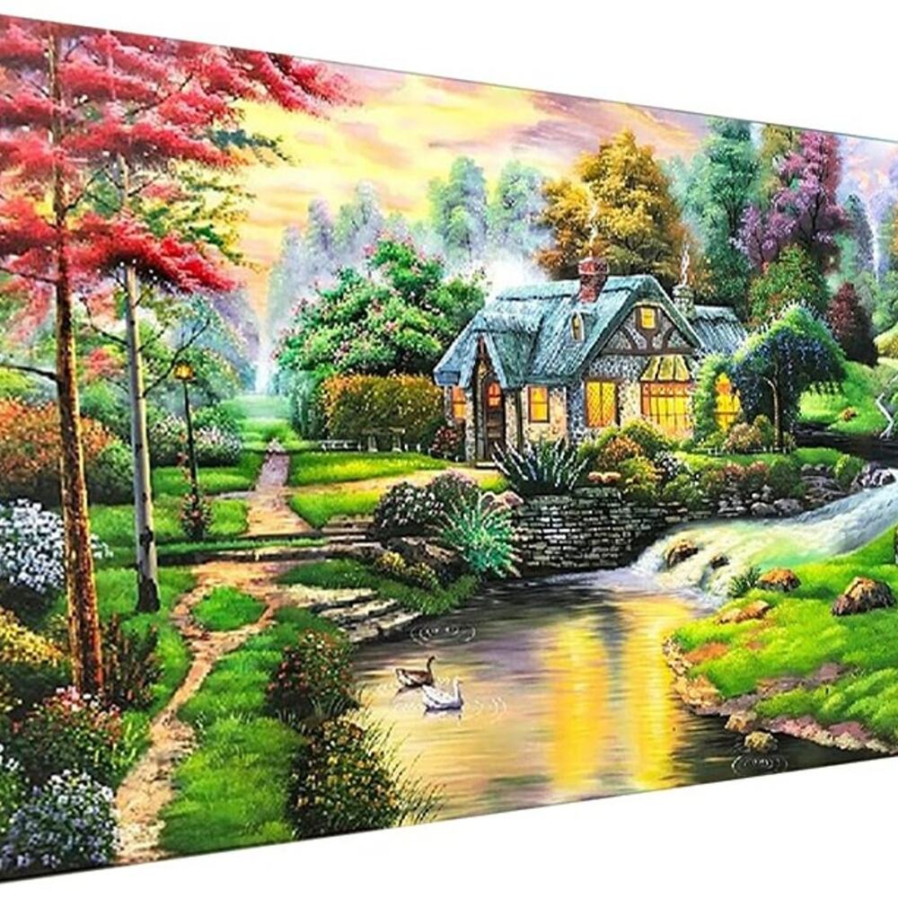 Diamond Painting Kit - Sea Garden Cottage Picture Art, 35.4 x 15.7 inch